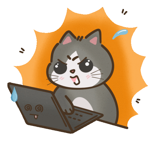 Cat Working Hard